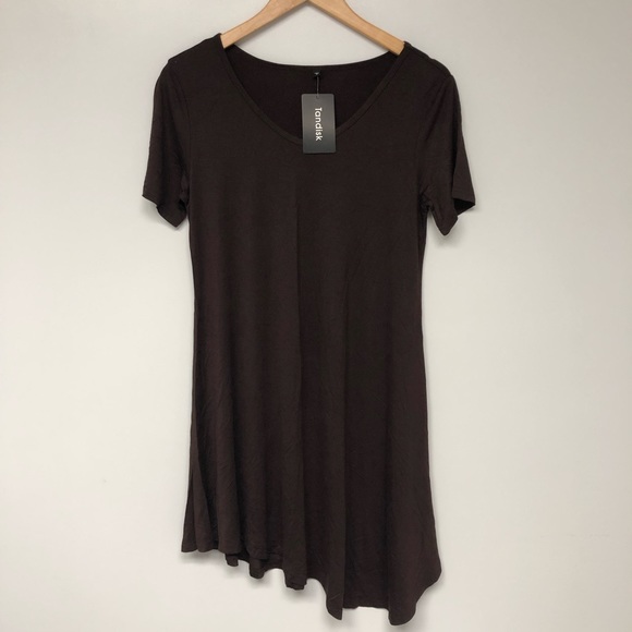 NWT Tandisk Asymmetrical Small Brown Dress - Picture 1 of 5